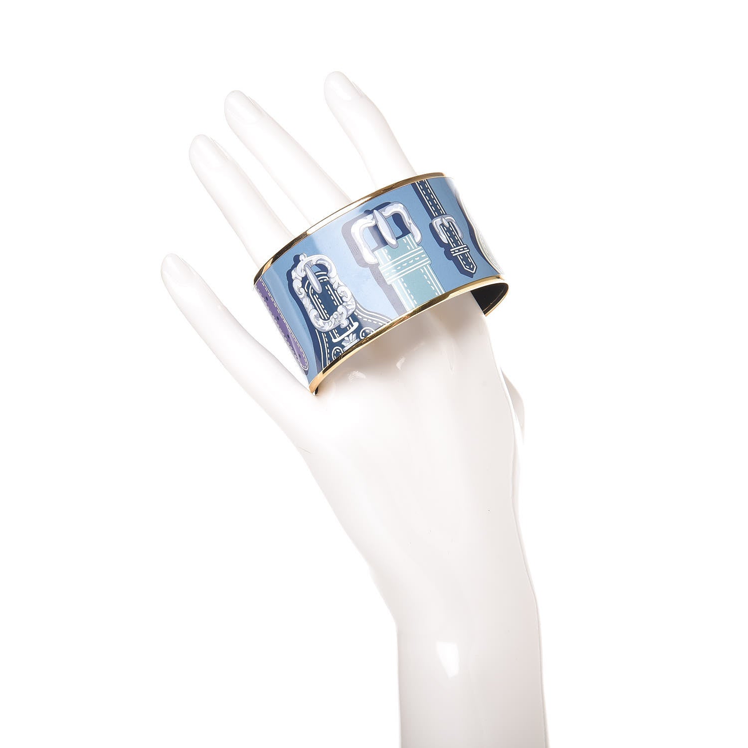 Hermes Enamel Printed Harnais Des Presidents Extra Wide Bracelet 65 2 of 6