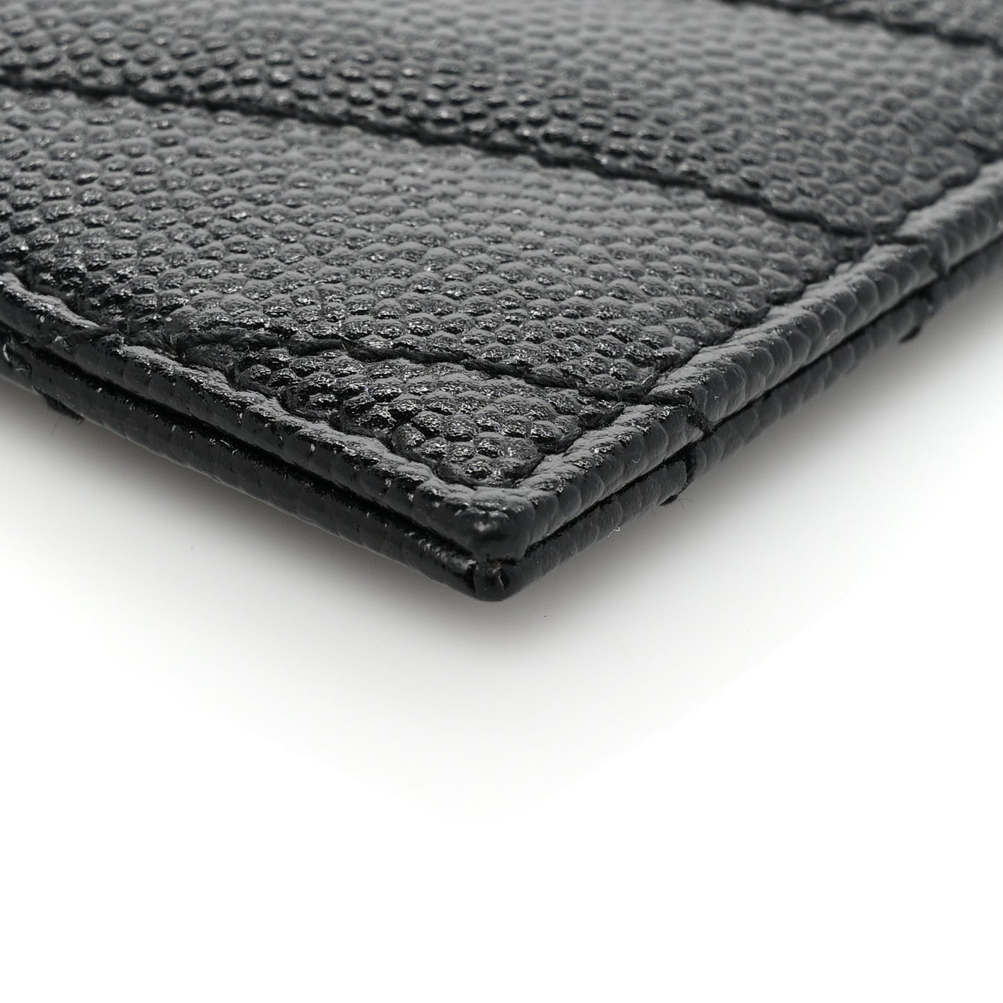 Grain De Poudre Matelasse Chevron Monogram Credit Card Case Black