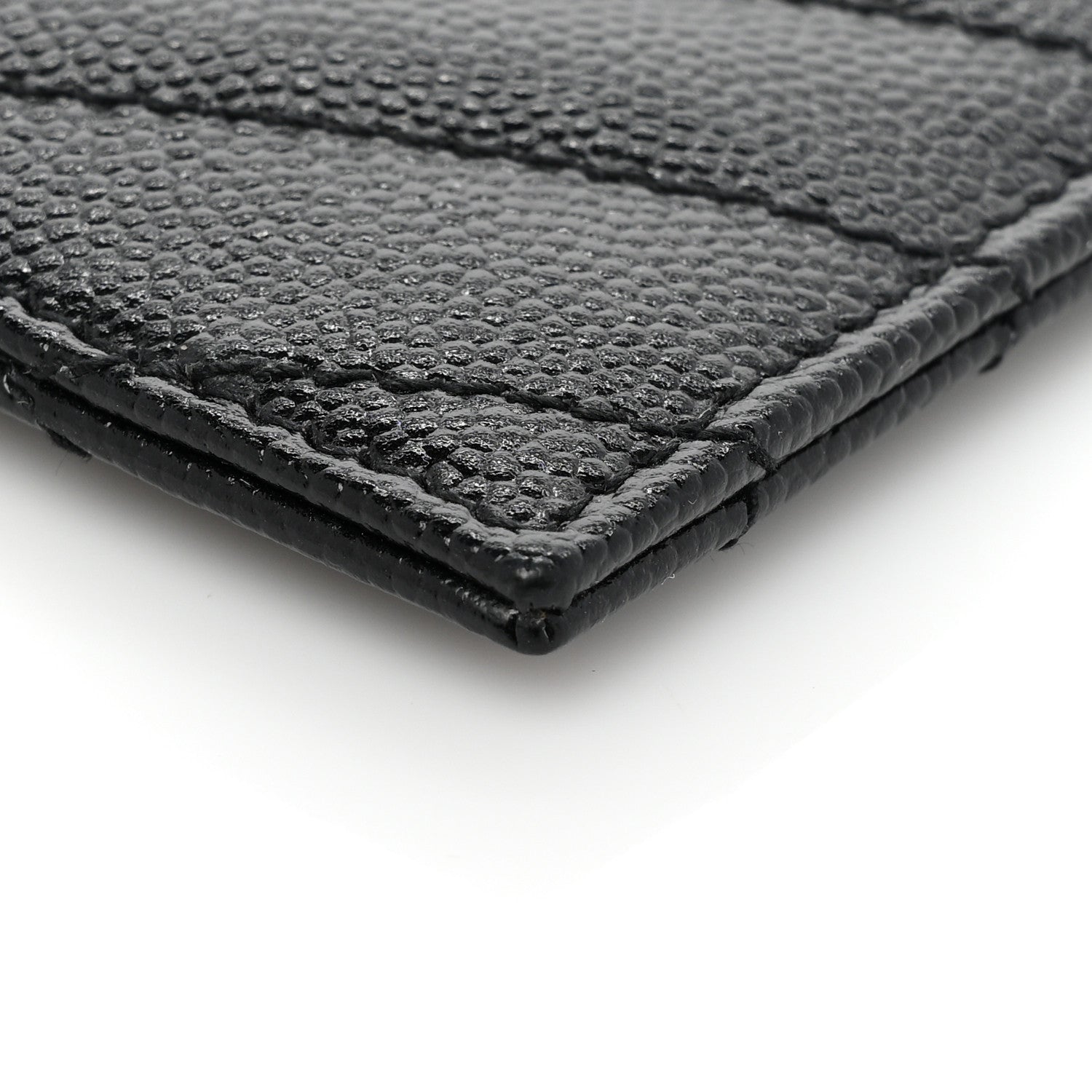 Saint Laurent Grain De Poudre Matelasse Chevron Monogram Credit Card Case Black 9 of 9