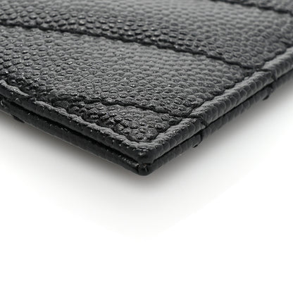 Saint Laurent Grain De Poudre Matelasse Chevron Monogram Credit Card Case Black 9 of 9