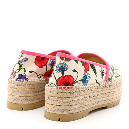 Gucci Canvas Flora Print Platform Espadrilles 38 White Multicolor Fuxia 4 of 10