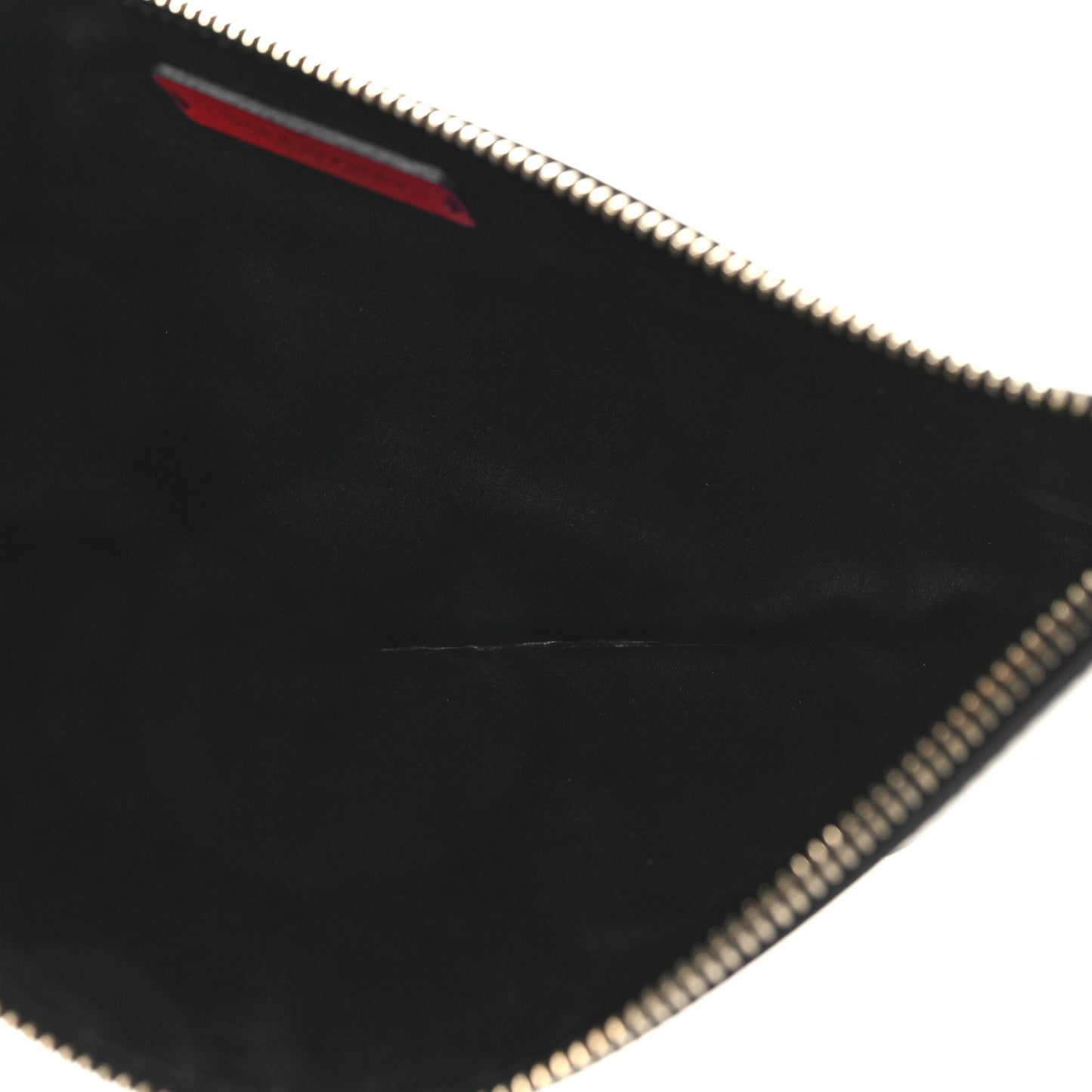 Calfskin VLTN Large Flat Zip Pouch Black