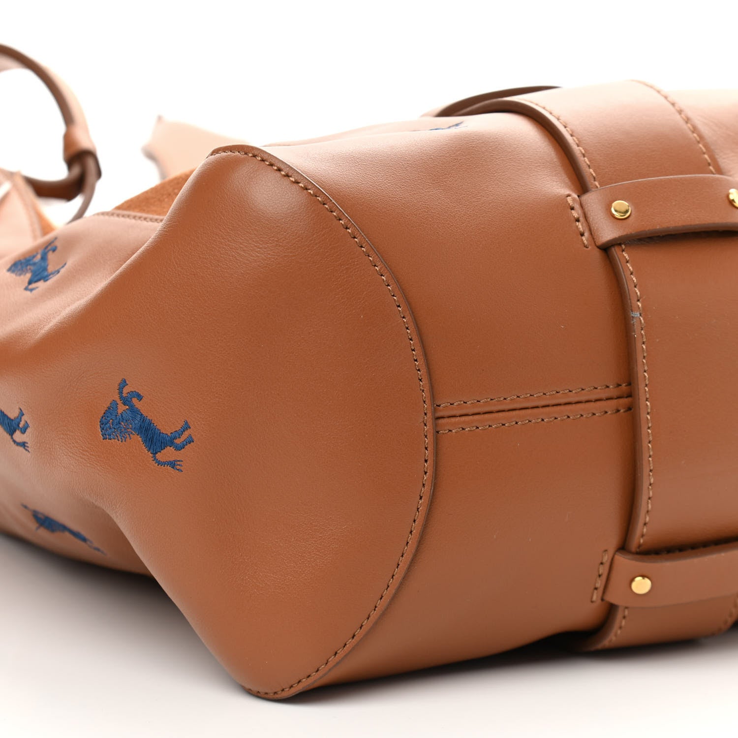 Chloe Smooth Calfskin Little Horses Embroidered Tao Zipped Tote Caramel 9 of 14