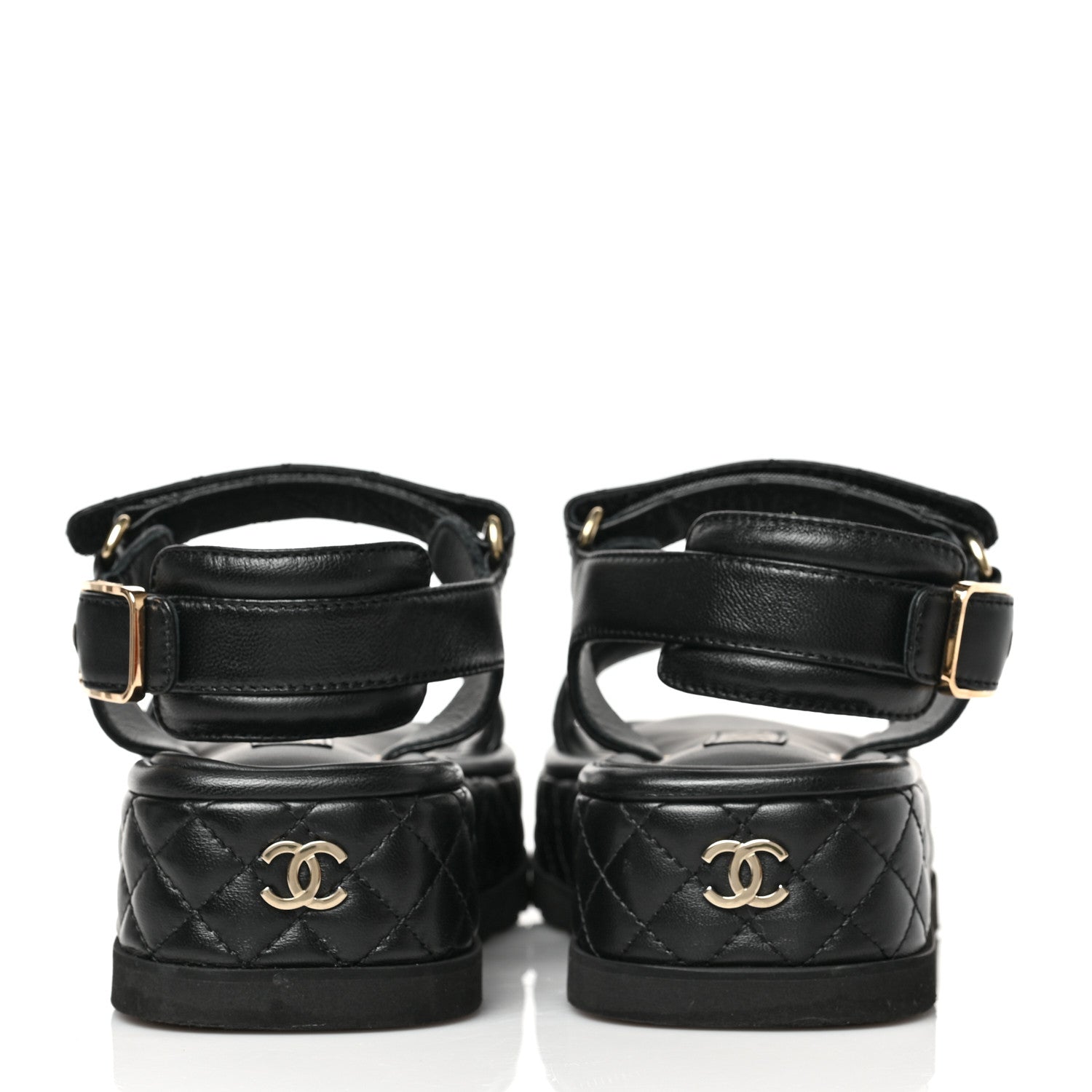 Chanel Lambskin Quilted Platform Sandals 38 Black 5 of 9