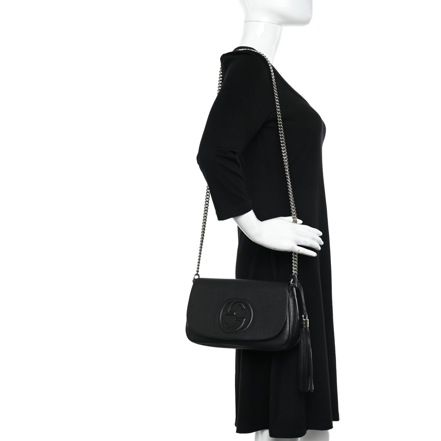 Gucci Pebbled Calfskin Medium Soho Flap Crossbody Black 2 of 11