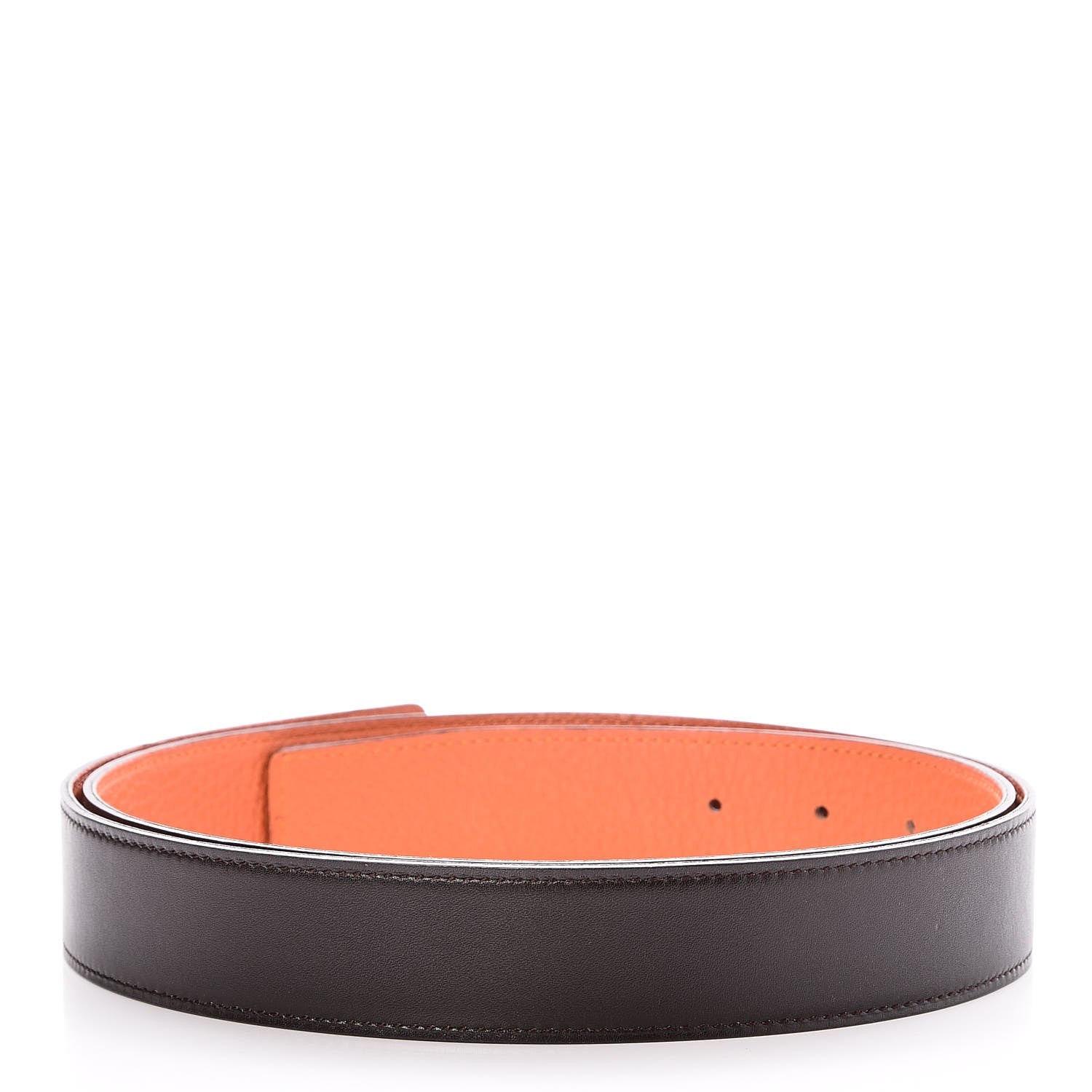Hermes Box Togo 32mm Belt Strap 100 Chocolate Orange 2 of 8