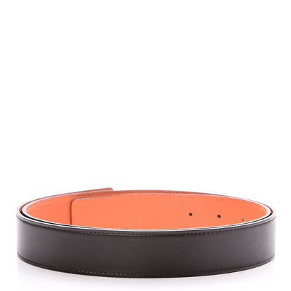 Hermes Box Togo 32mm Belt Strap 100 Chocolate Orange 2 of 8