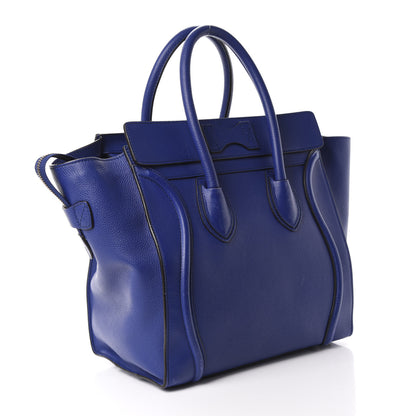 Celine Drummed Calfskin Mini Luggage Indigo 3 of 15
