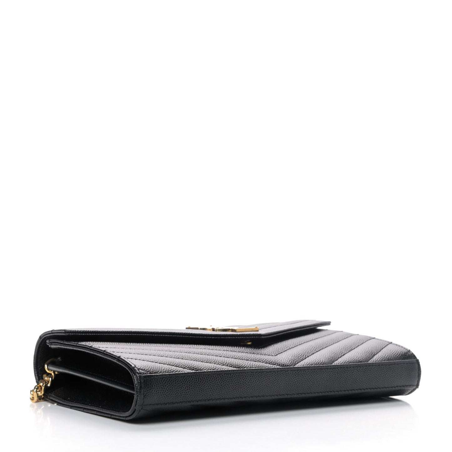 Grain De Poudre Matelasse Chevron Monogram Chain Wallet Black