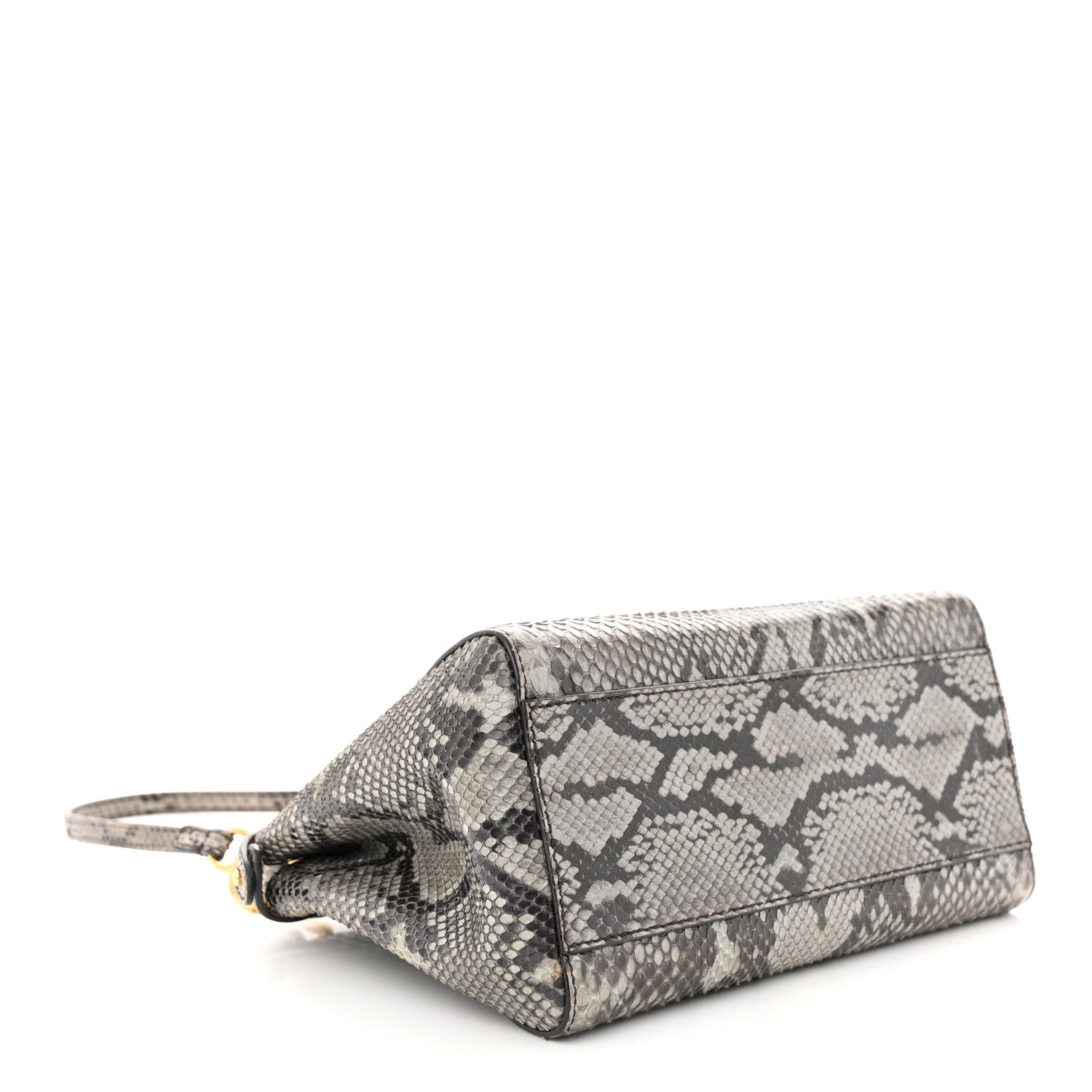 Fendi Snakeskin Camoscio Mini Peekaboo Iconic Satchel Asfalto Nocciola 4 of 11