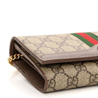 Gucci GG Supreme Monogram Web Ophidia Wallet On Chain Brown 9 of 15