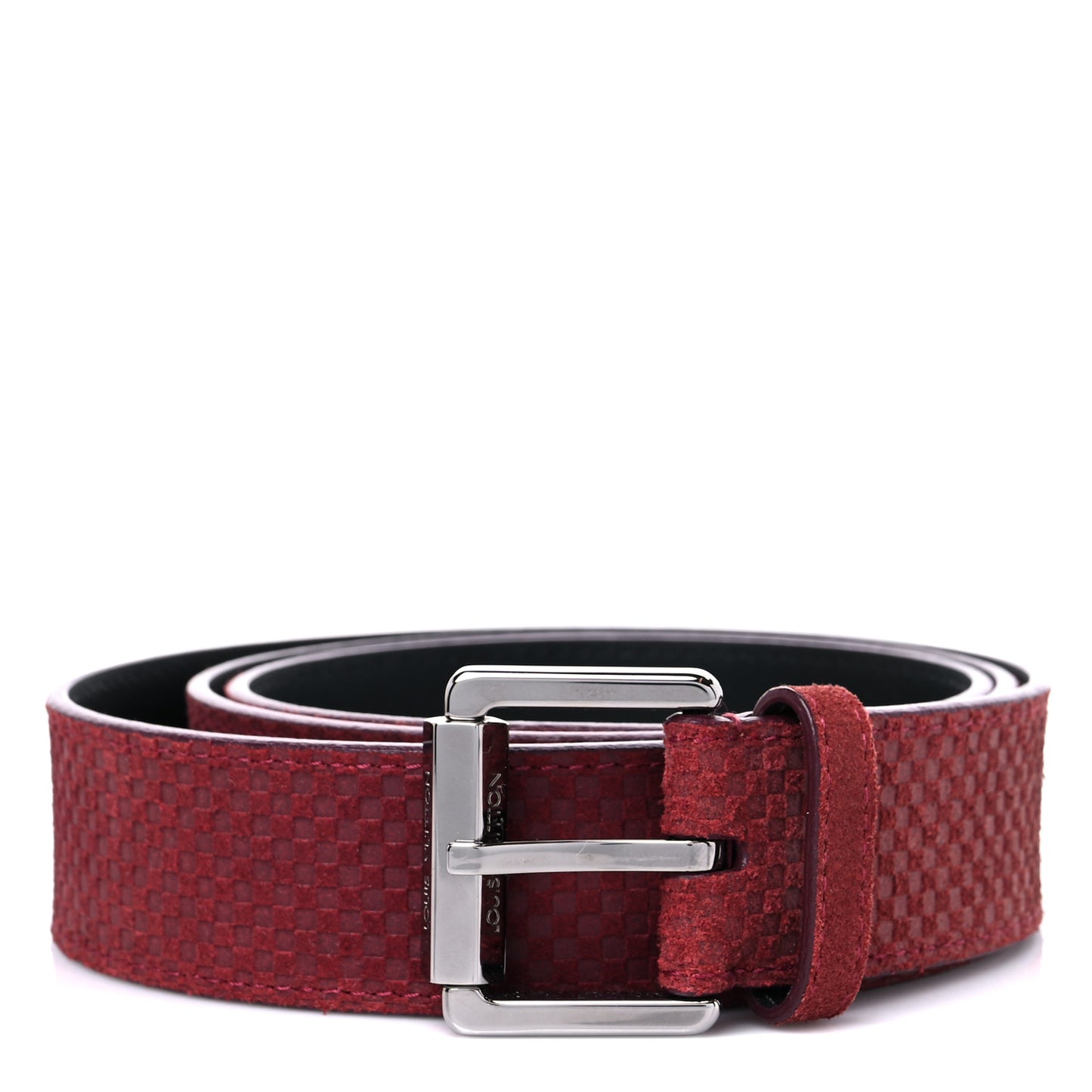 Suede Calfskin Mini Damier Belt 100 40 Bordeaux