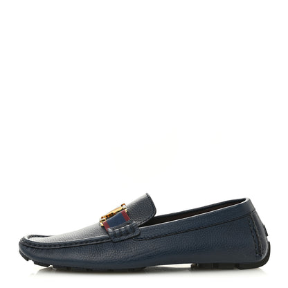 Louis Vuitton Grained Calfskin Mens Monte Carlo Car Shoe Moccasin Loafers 9 Blue 1 of 11