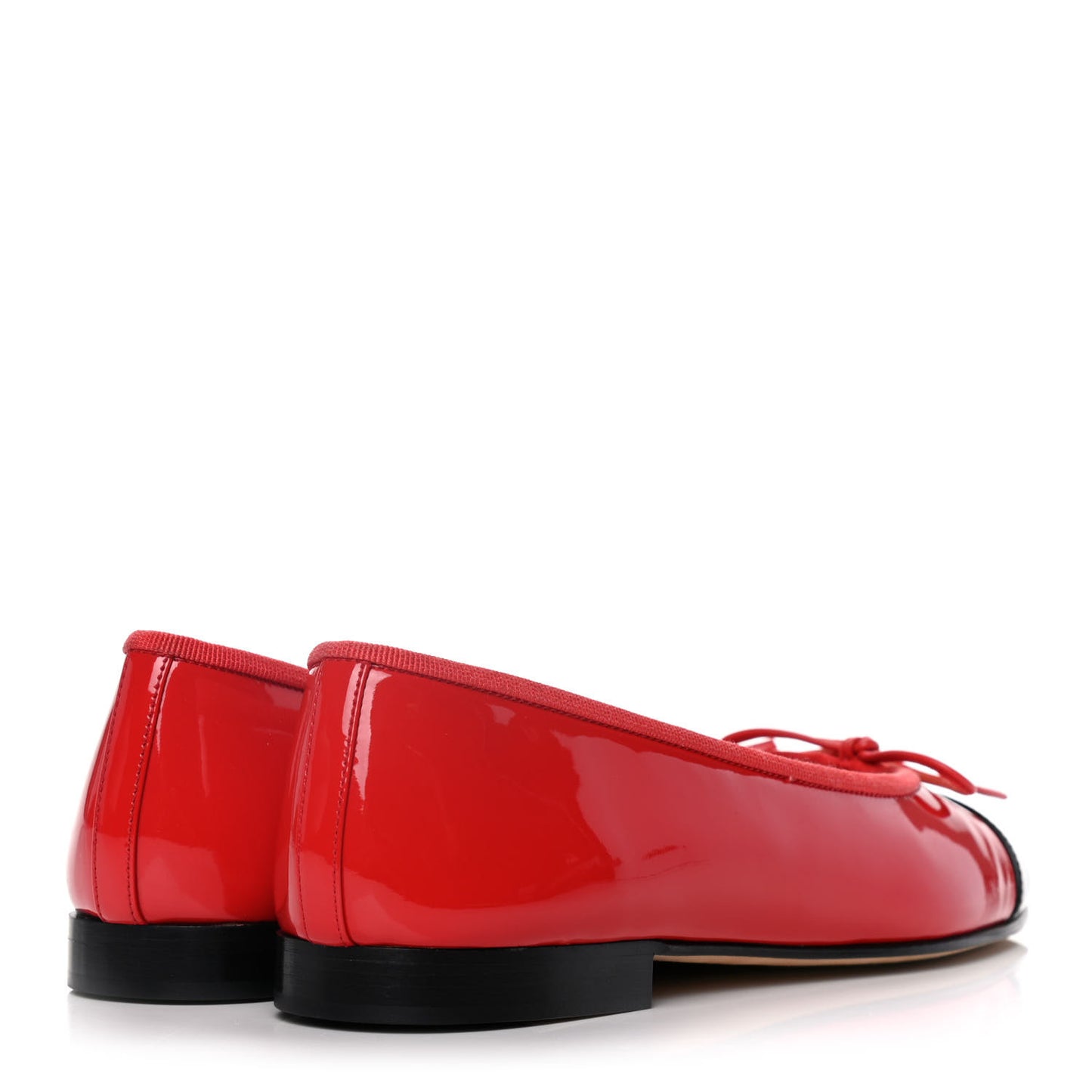 Patent Calfskin CC Cap Toe Ballerina Flats 37 Red