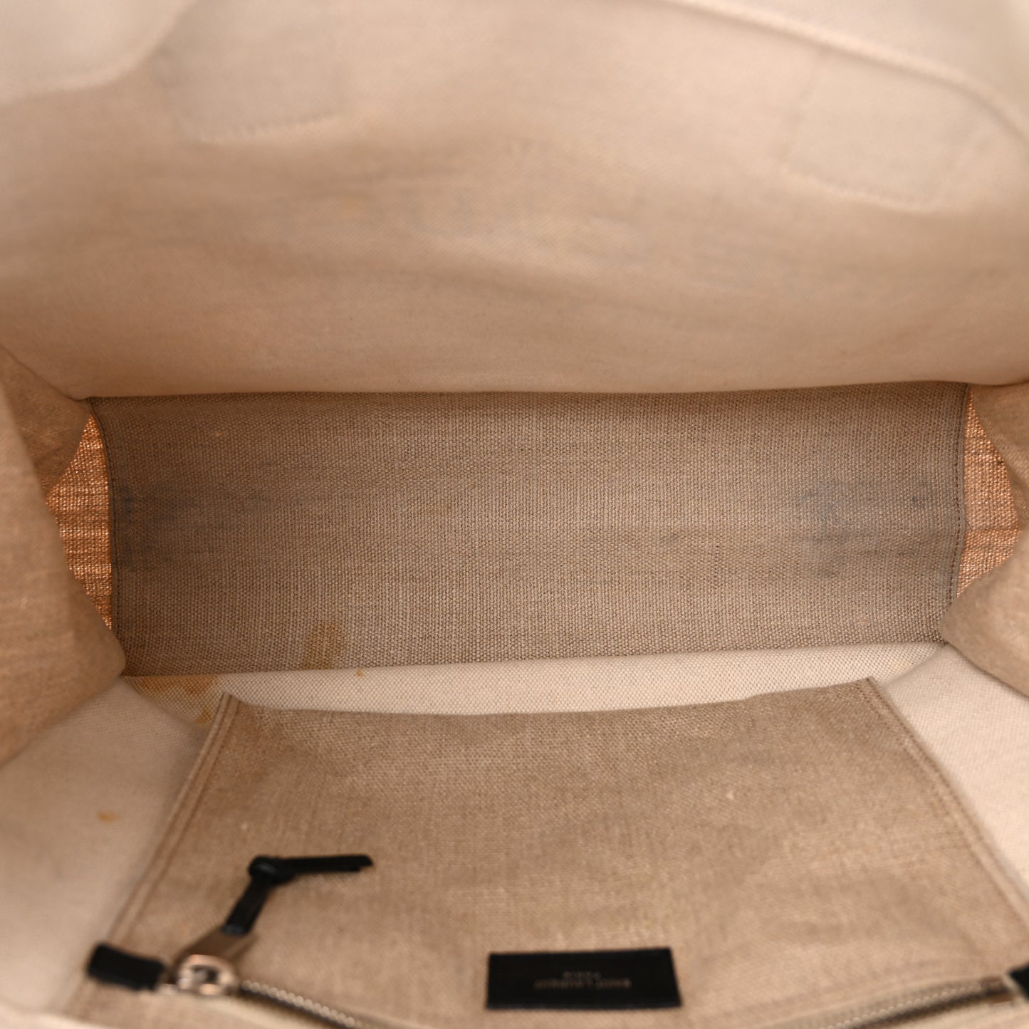 Linen Calfskin Small Rive Gauche Tote Greggio Natural