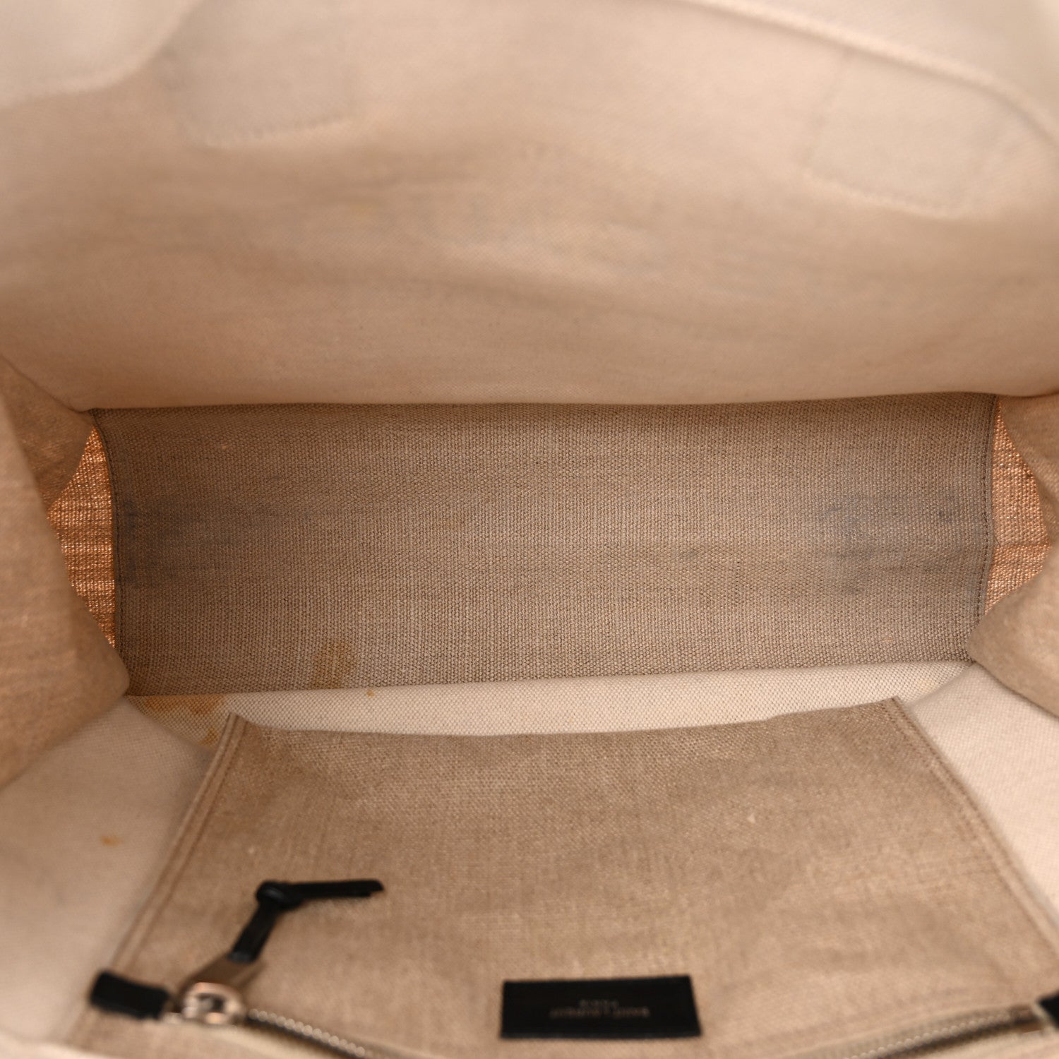 Saint Laurent Linen Calfskin Small Rive Gauche Tote Greggio Natural 5 of 13