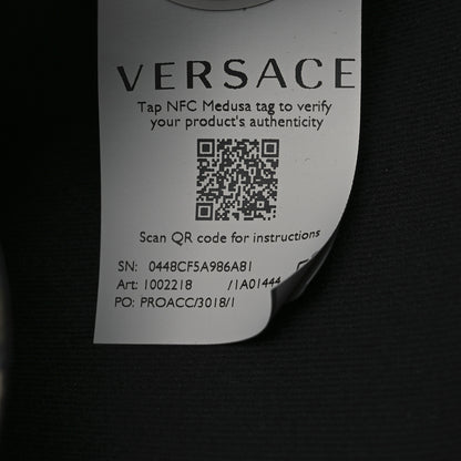 Versace Coated Canvas Calfskin LA Greca Envelope Pouch Black Green Beige 7 of 7
