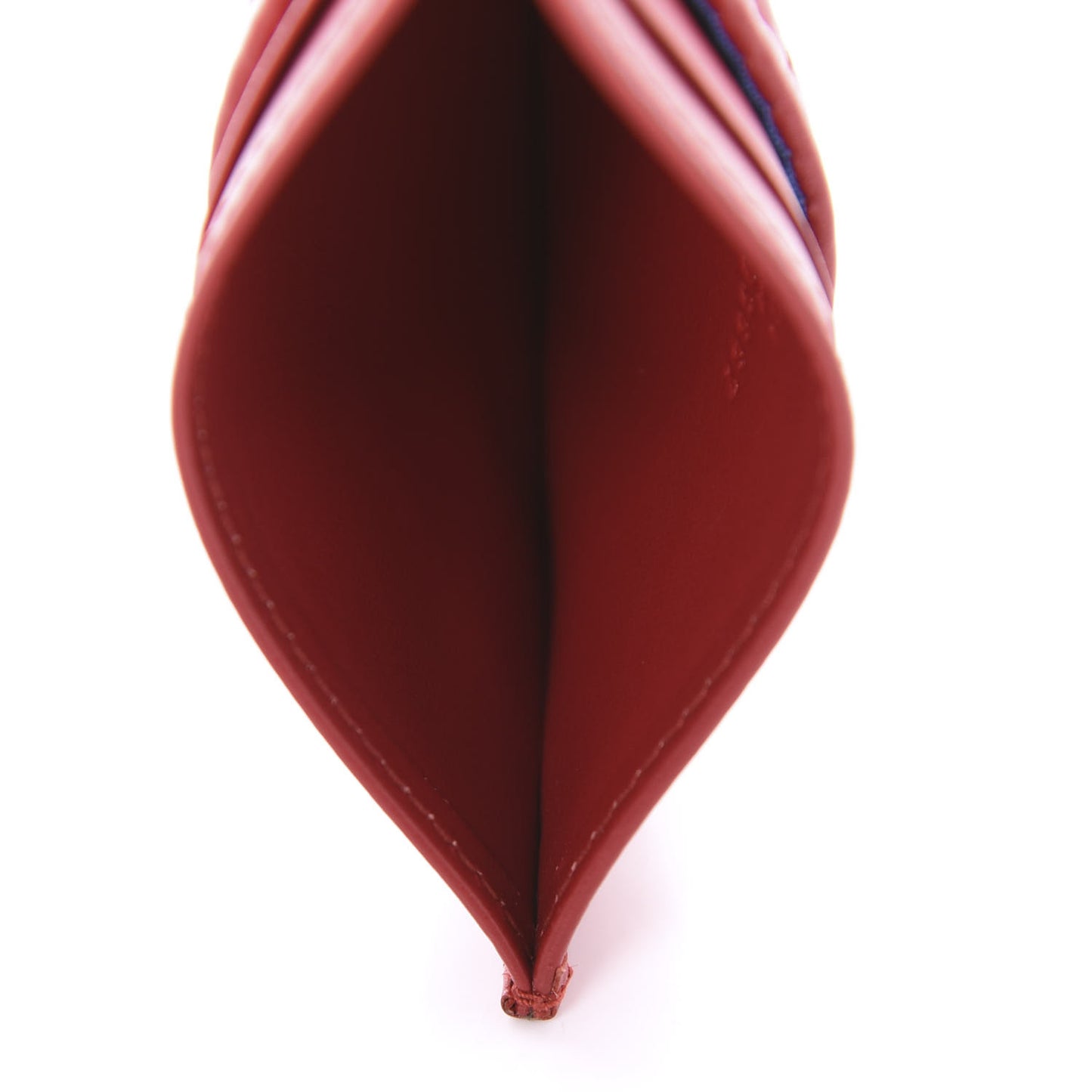 Calfskin G Rhombus Quilted Card Holder Hibiscus Red