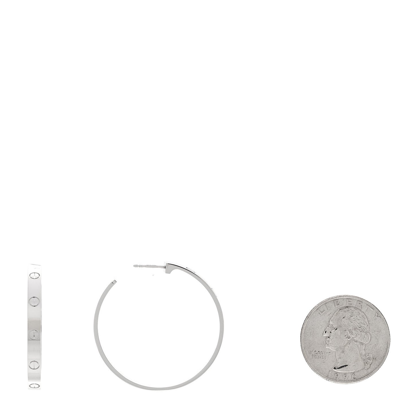 18K White Gold Large LOVE Hoop Earrings