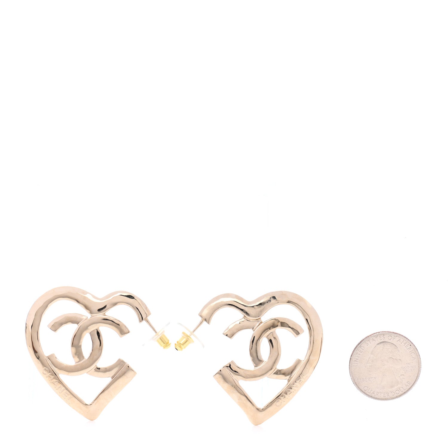Chanel Metal CC Heart Coco In Love Hoop Earrings Gold 2 of 4