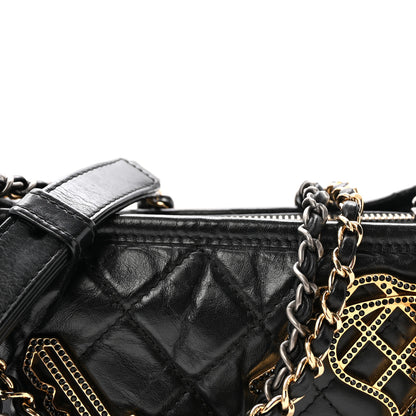 Chanel Aged Calfskin Quilted Charms Small Gabrielle Hobo Black 8 of 10