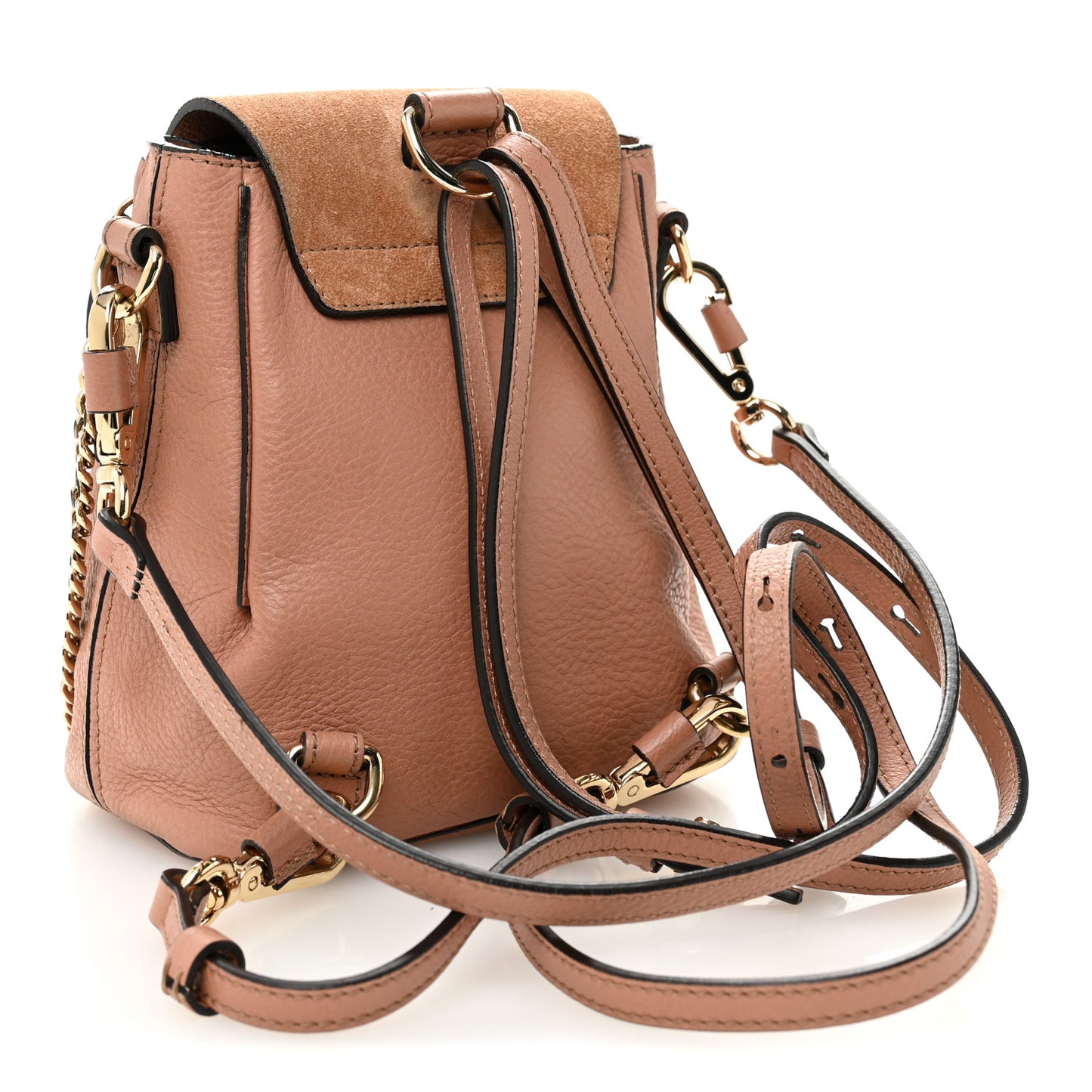 Suede Calfskin Small Faye Backpack Nougat