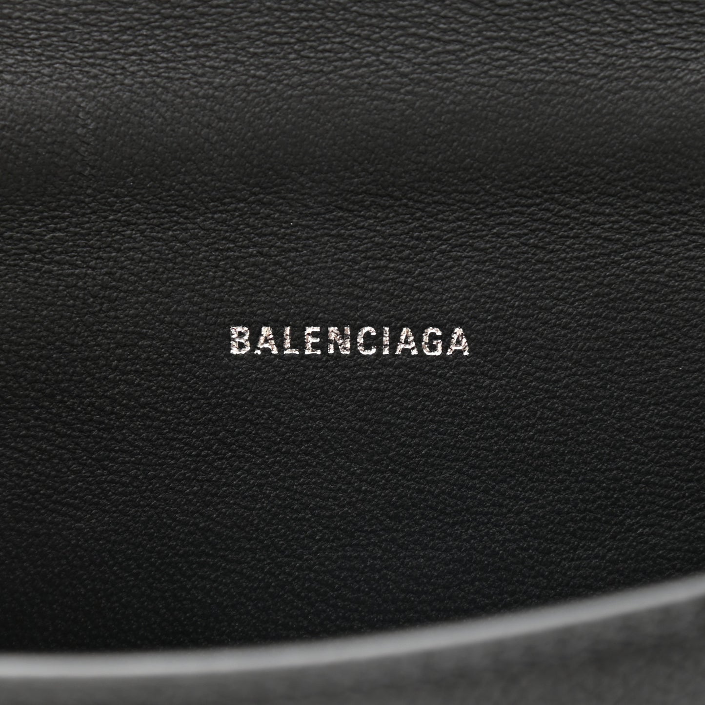 Grained Calfskin Hourglass Top Handle Bag XS Black