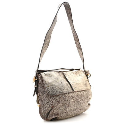 Chloe Metallic Pebbled Lambskin Paddington Satchel Grey 3 of 14