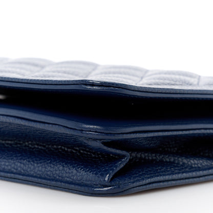 Chanel Caviar Quilted Boy Wallet On Chain WOC Navy 10 of 12