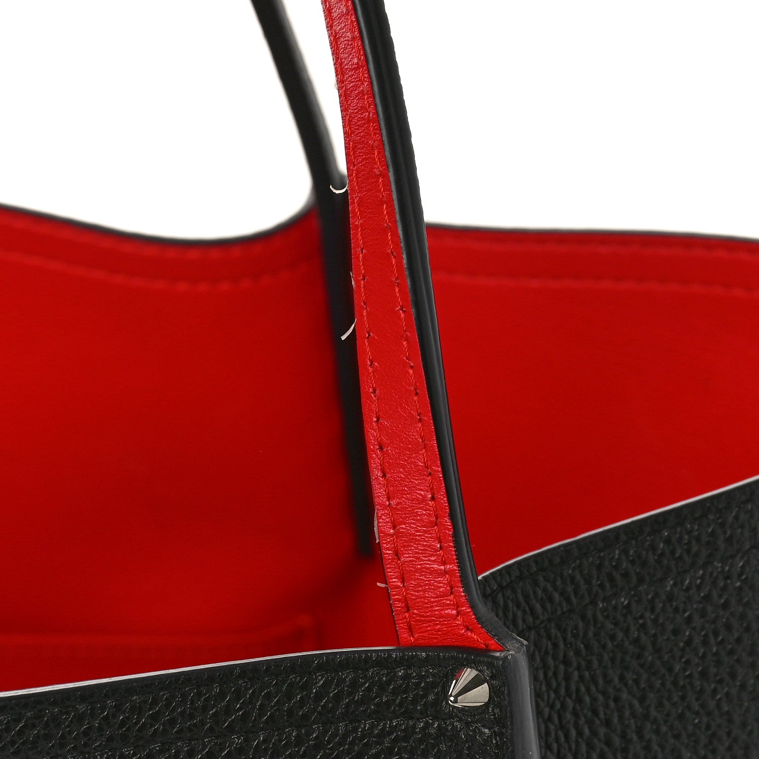 Christian Louboutin Calfskin Spiked Large Cabarock Shopper Tote Black 10 of 10