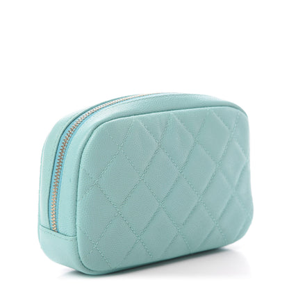 Chanel Caviar Quilted Small Curvy Pouch Cosmetic Case Light Blue 3 of 8