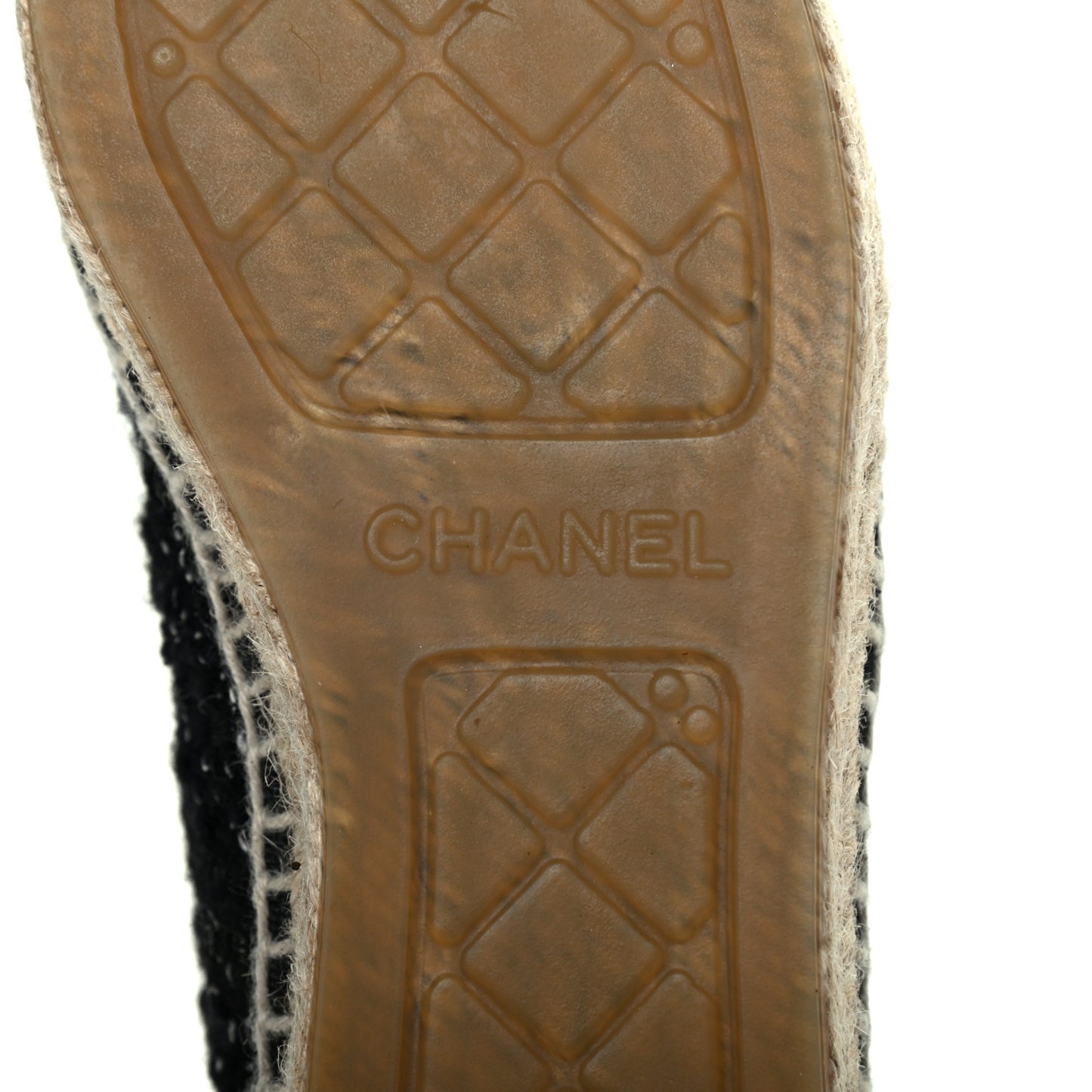 Metallic Lambskin Tweed CC Espadrilles 35 Black Silver