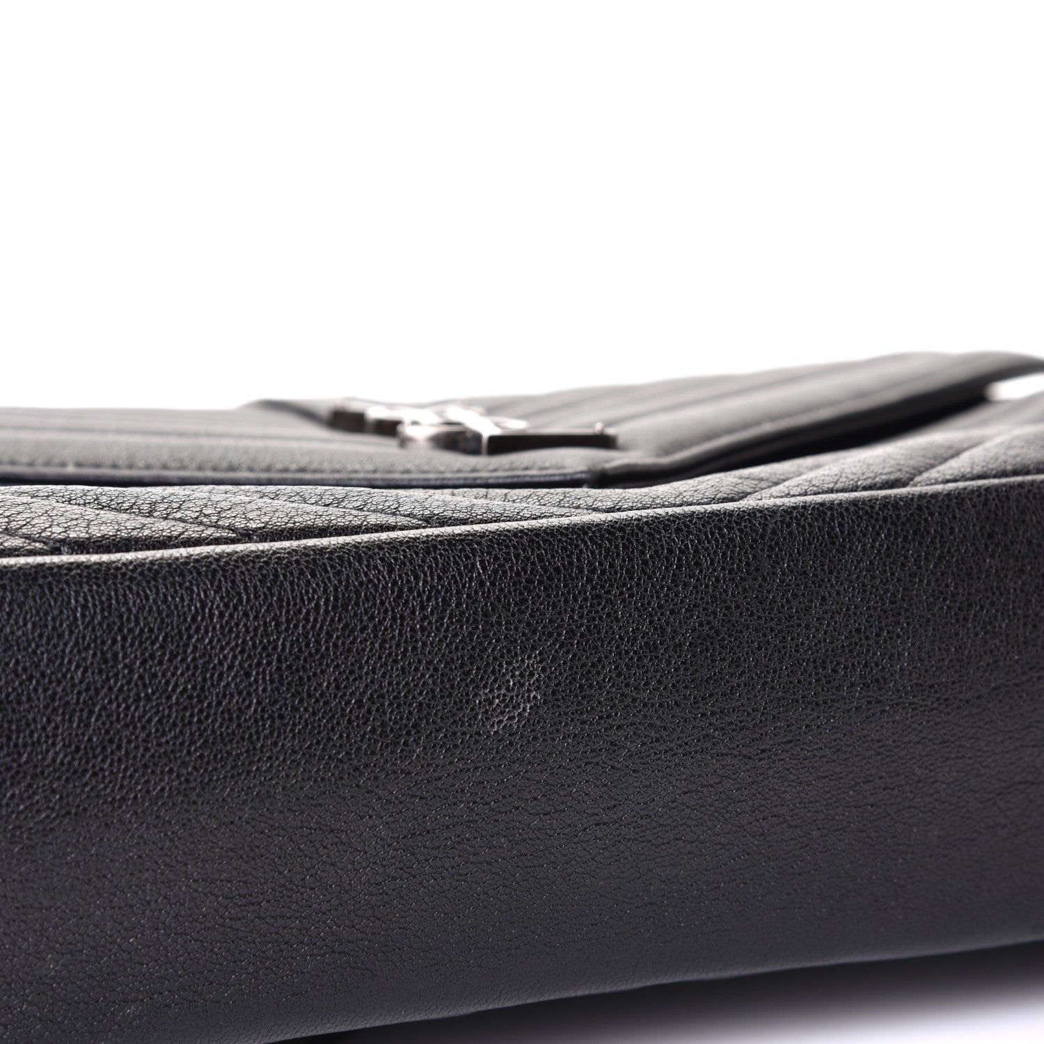 Saint Laurent Sheepskin Matelasse Chevron Monogram Large College Satchel Black 7 of 7