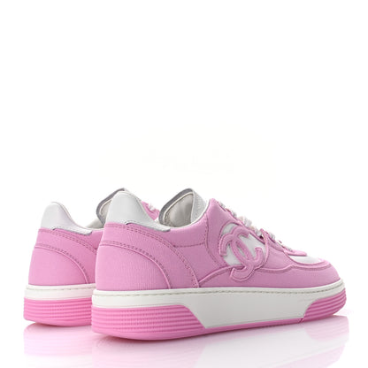 Chanel Cotton Sneakers 37 Pink White 5 of 9