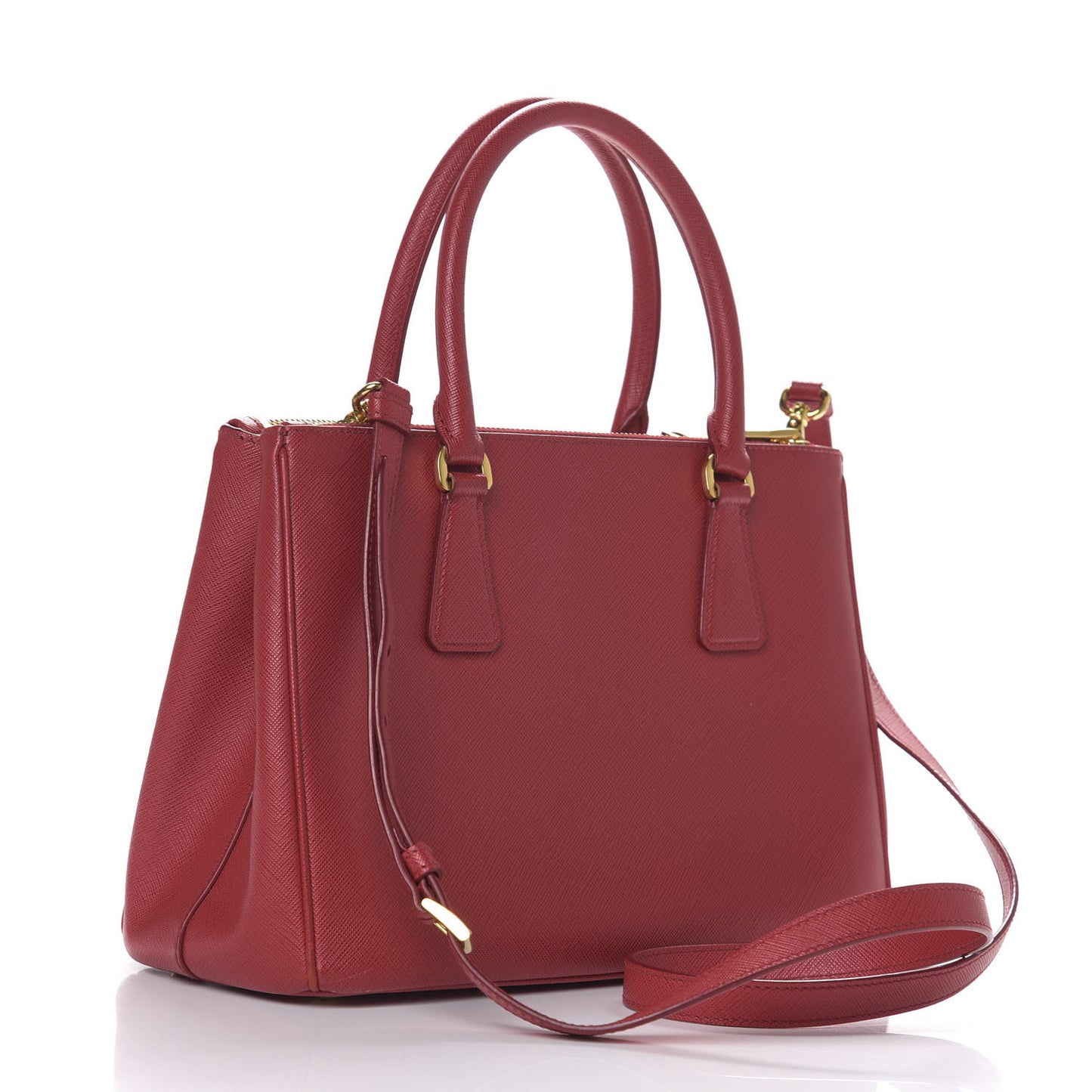 Saffiano Small Galleria Double Zip Tote Cerise