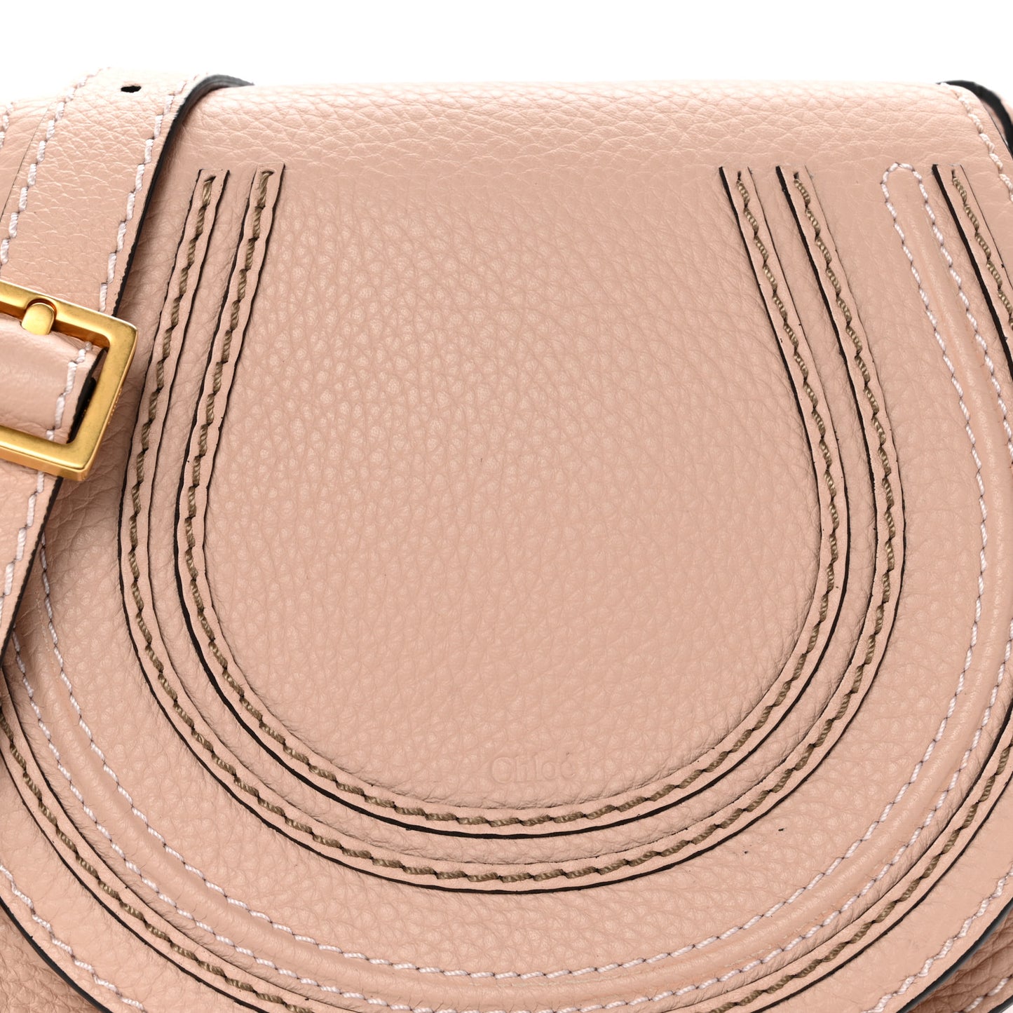 Grained Calfskin Mini Marcie Saddle Bag Blush Nude