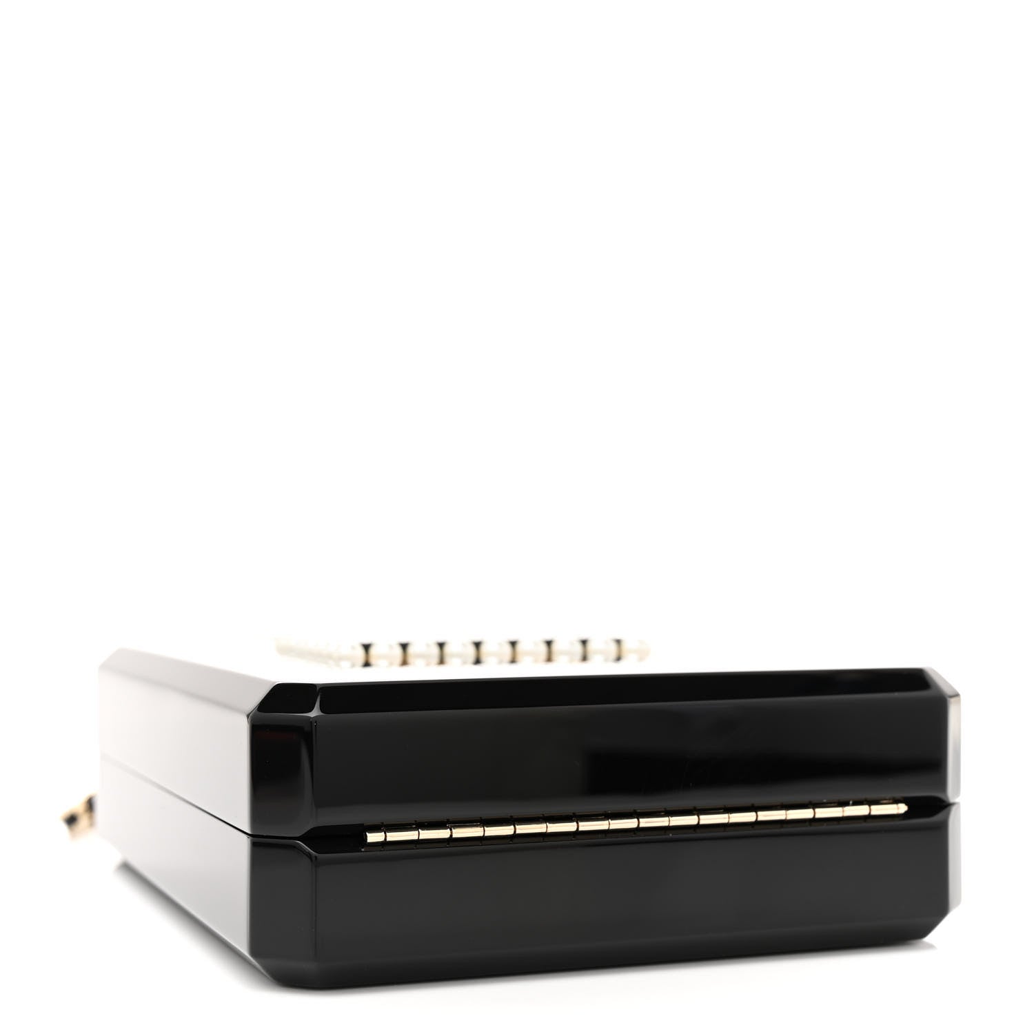 Chanel Plexiglass Perfume Bottle Clutch Black Gold 4 of 12