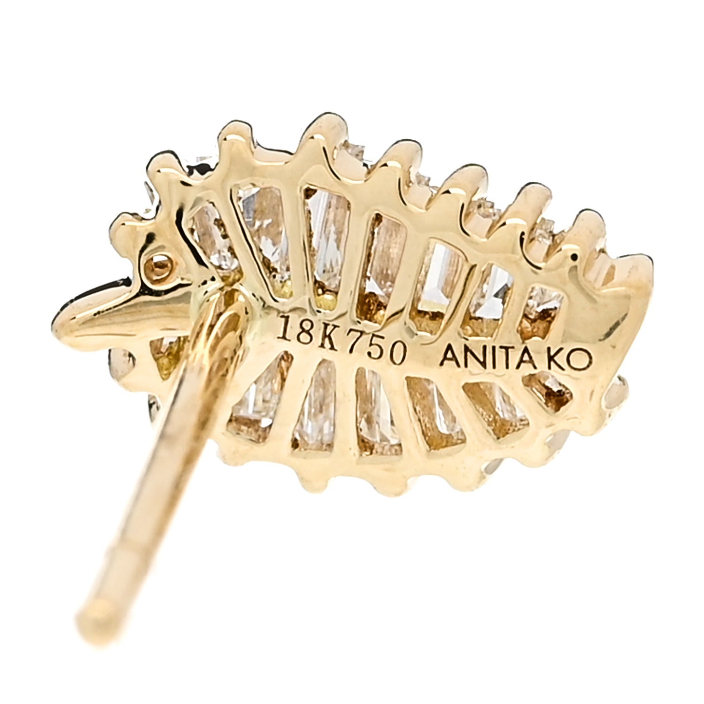 18K Yellow Gold Diamond Small Palm Leaf Earrings