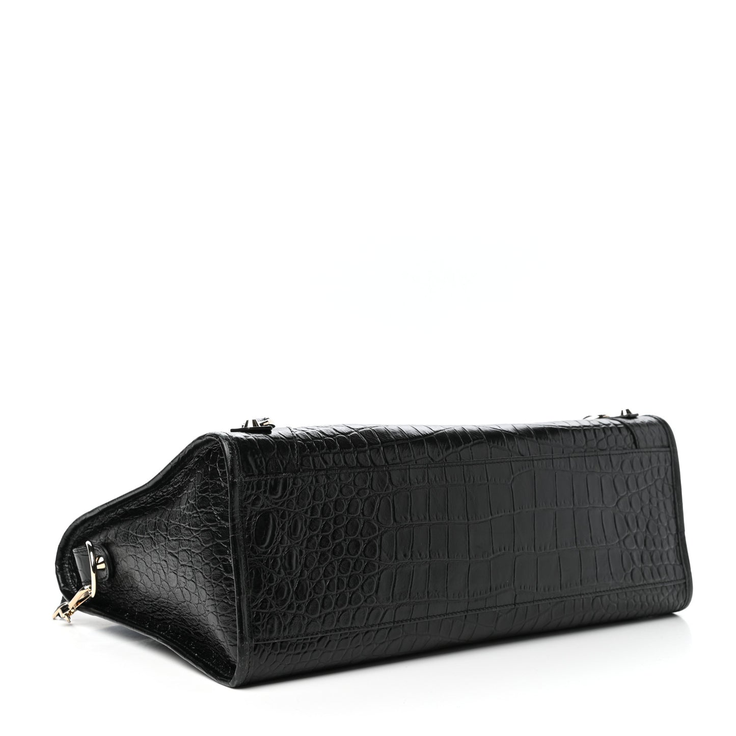Calfskin Crocodile Embossed Classic Hardware City Black