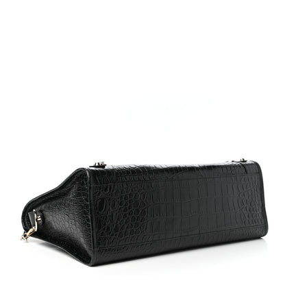 Balenciaga Calfskin Crocodile Embossed Classic Hardware City Black 4 of 10