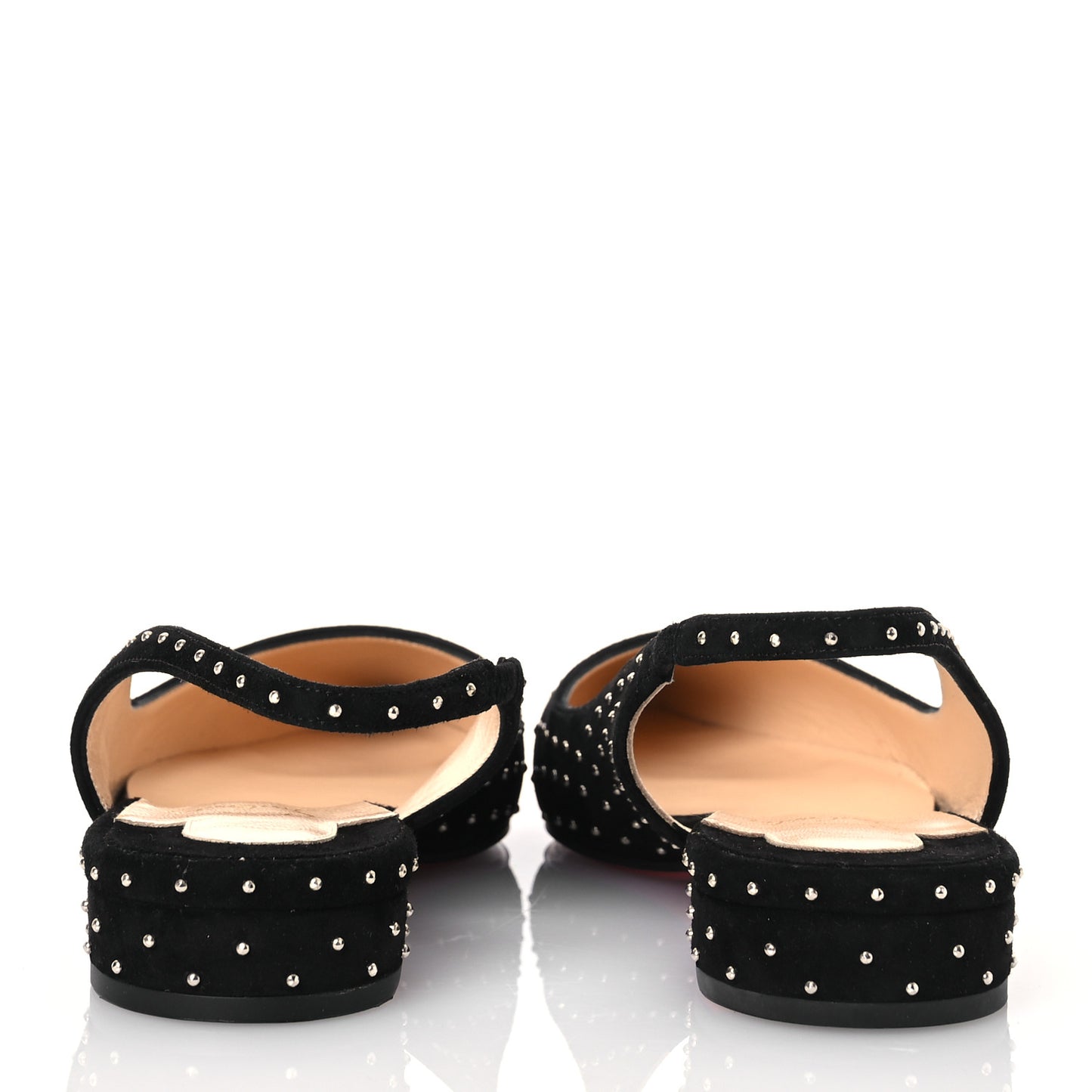 Suede Studded Slingback Flats 36.5 Black