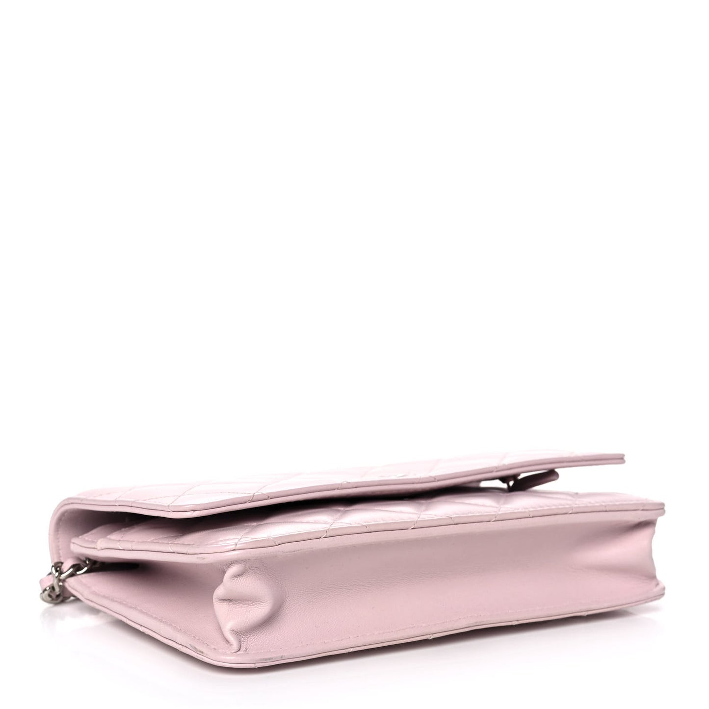 Lambskin Quilted Wallet On Chain WOC Light Pink