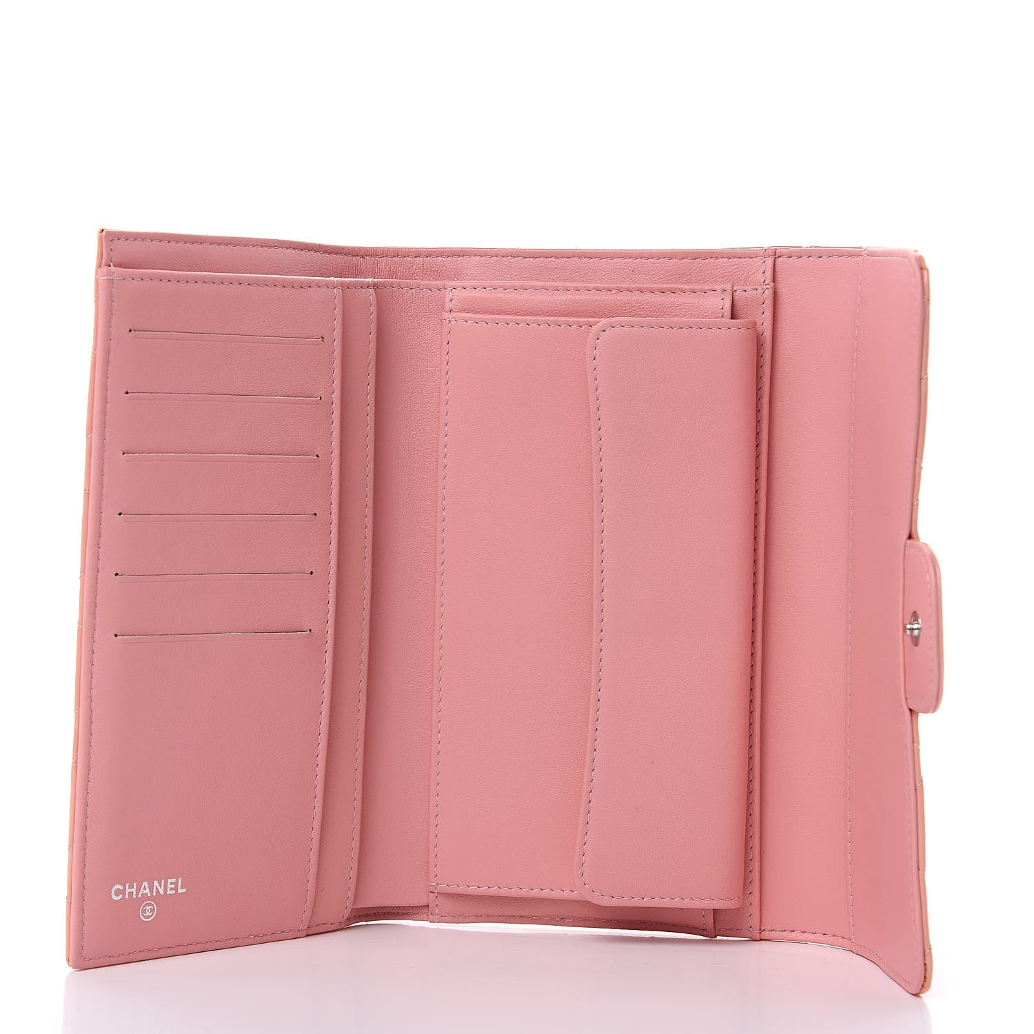 Chanel Patent Quilted Long Flap Wallet Pink 5 of 13