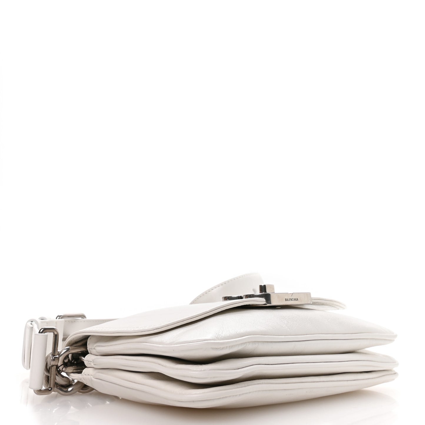 Peach Calfskin Small BB Soft Flap Bag Optic White