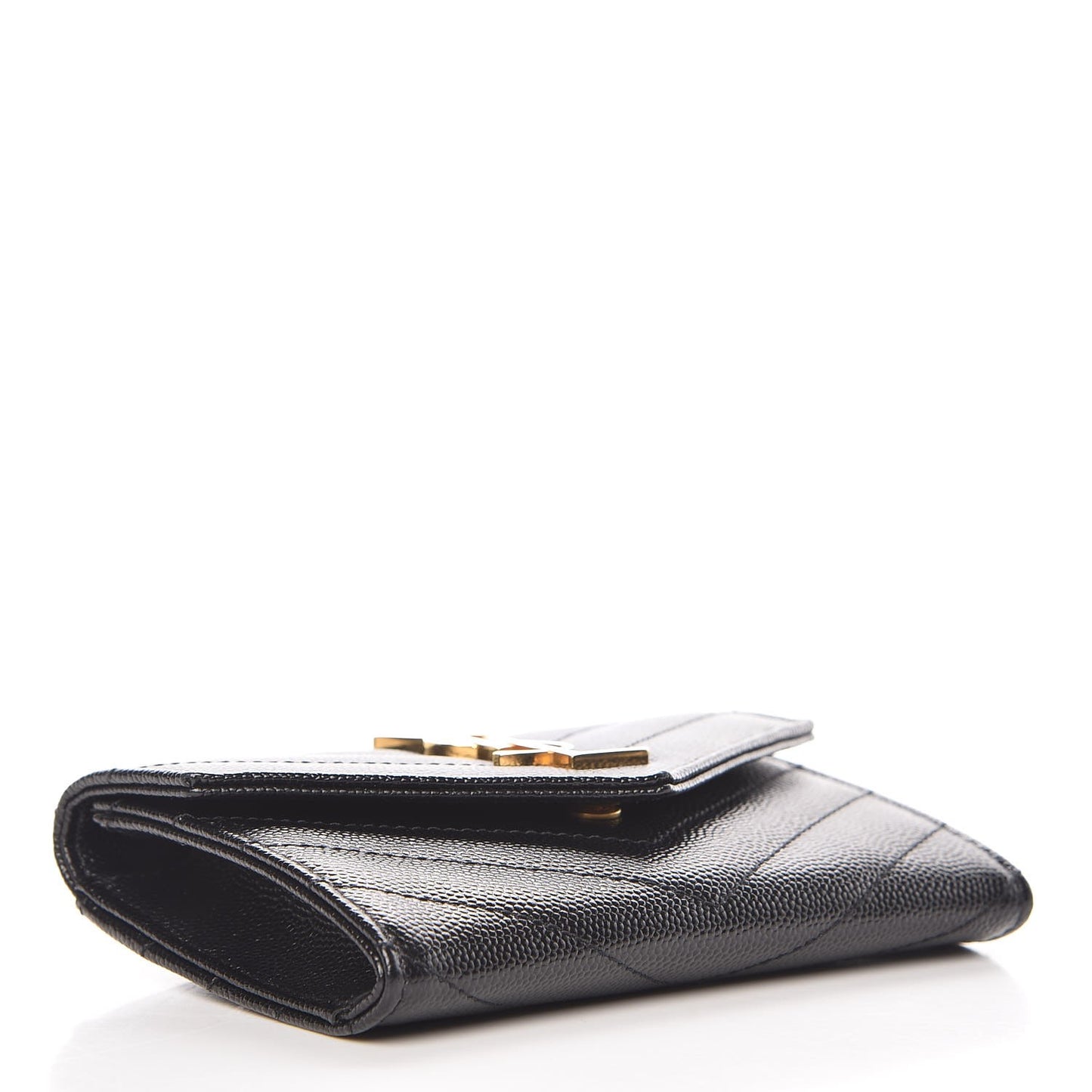 Grain De Poudre Matelasse Chevron Small Monogram Envelope Wallet Black
