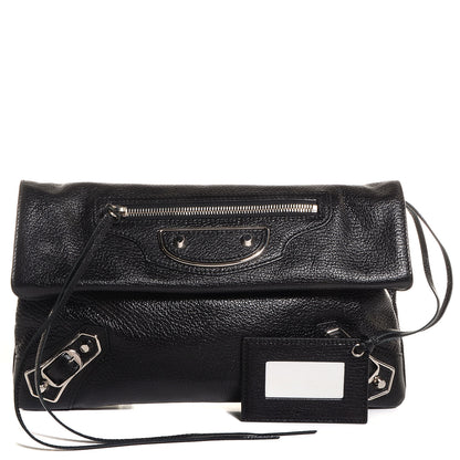 Balenciaga Chevre Metallic Edge Classic Silver Hardware Envelope Clutch Black 1 of 9