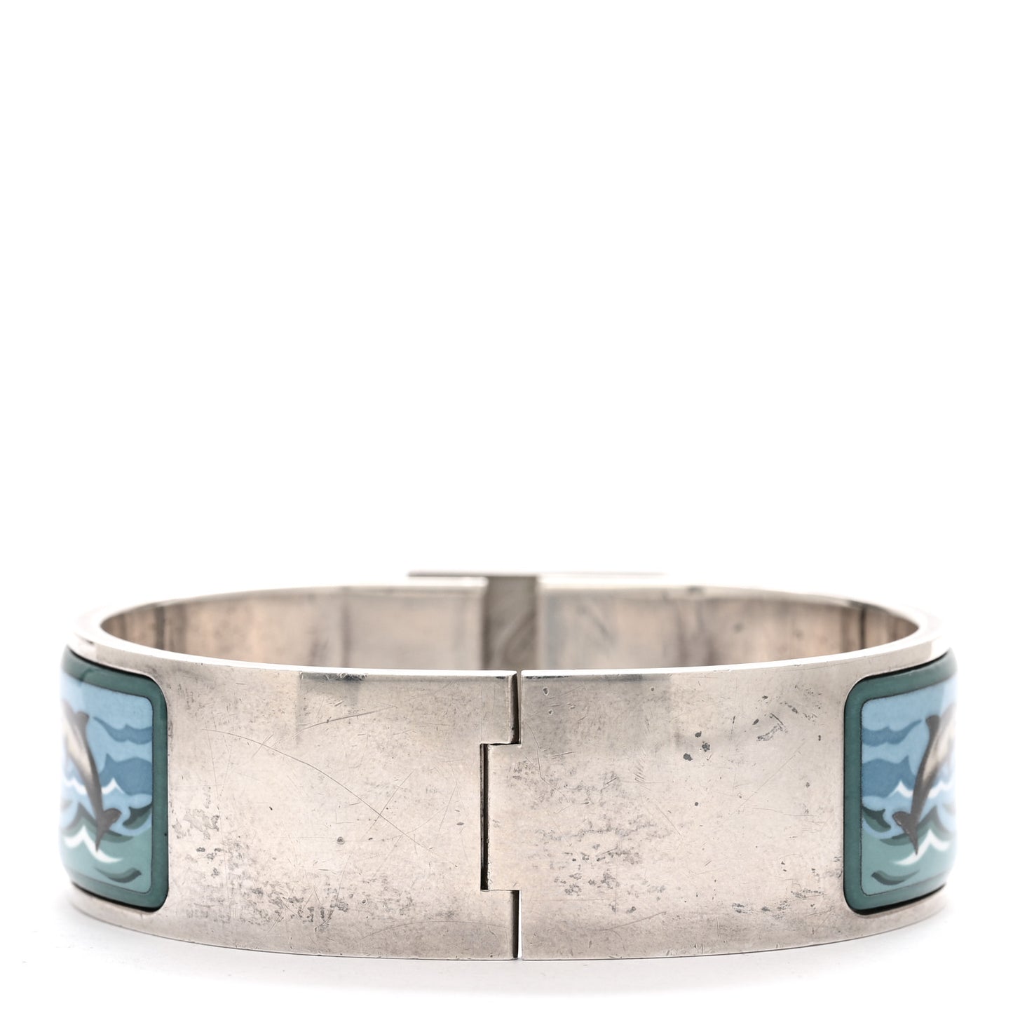 Enamel Printed Wide Dolphins Clic Clac Bracelet PM