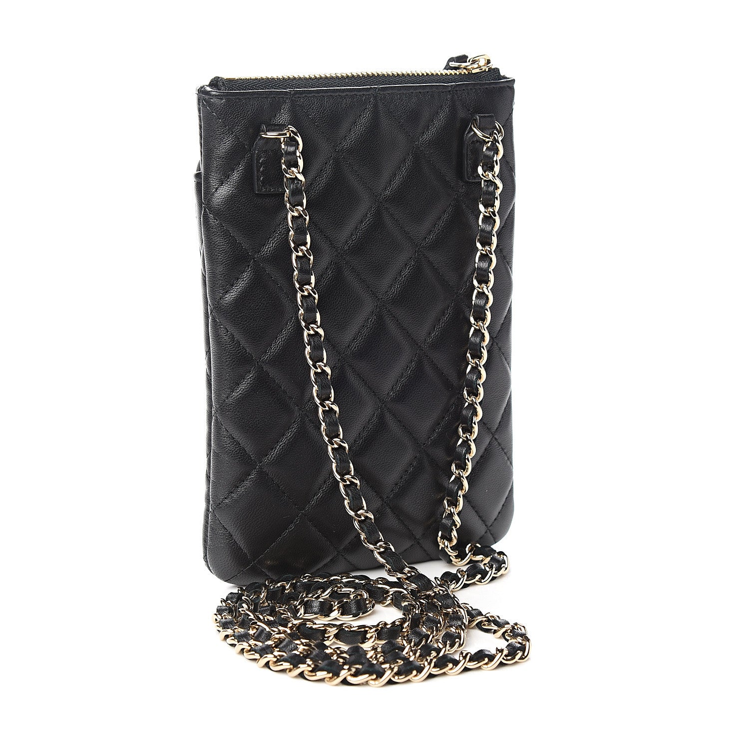 Chanel Lambskin Quilted CC Phone Holder Black 2 of 10