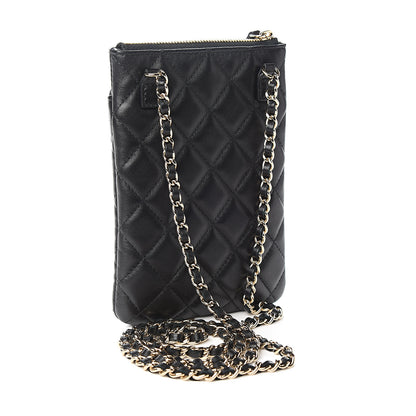 Chanel Lambskin Quilted CC Phone Holder Black 2 of 10