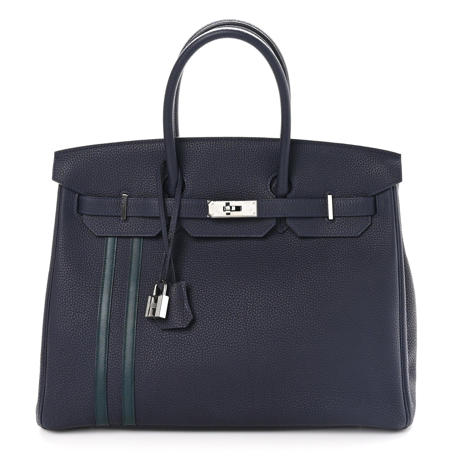 Togo Swift Officier Birkin 35 Bleu Nuit Vert Cypress